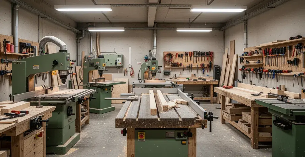 Atelier professionnel équipé de machines-outils pour dimensionnement puissance électrique